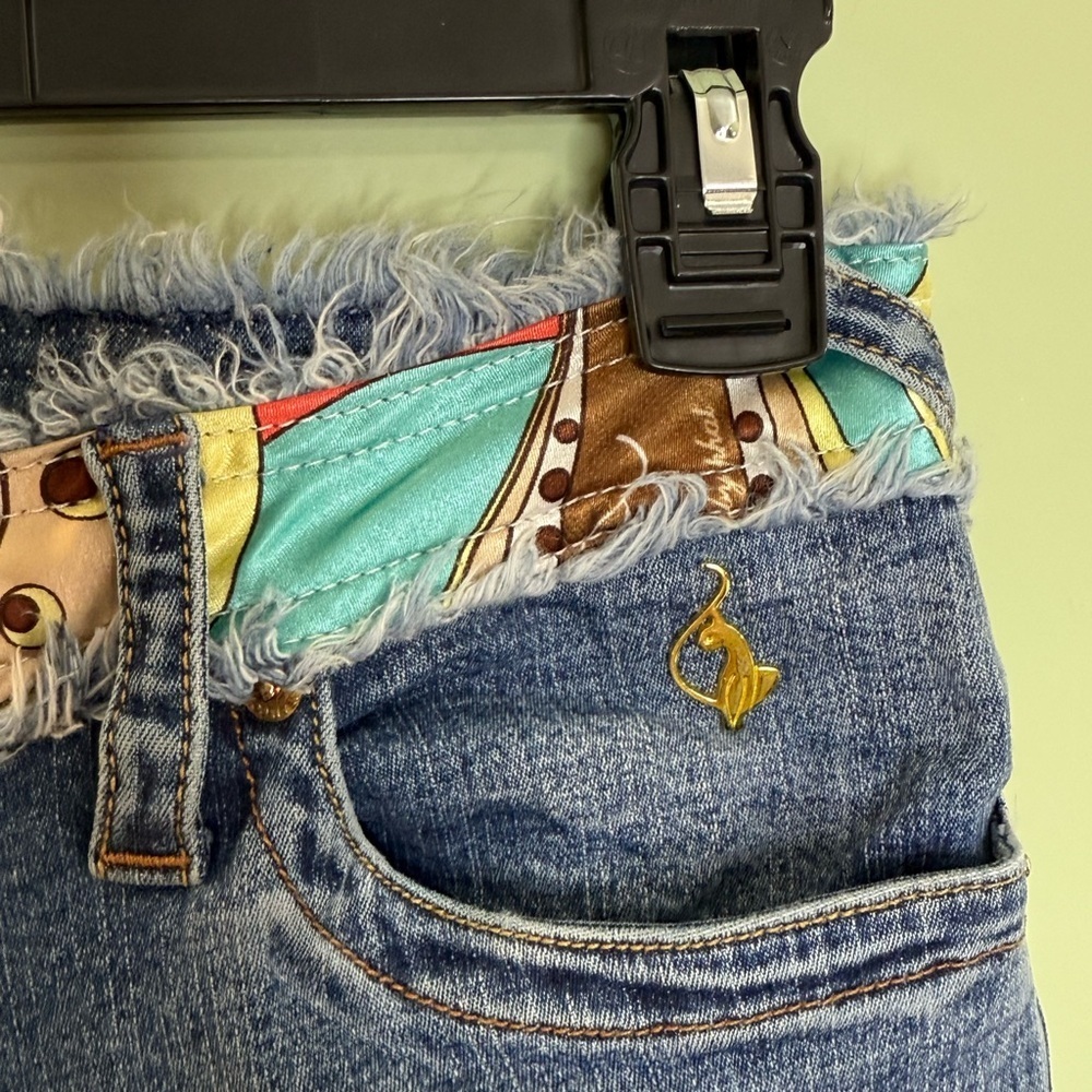 Baby Phat boho jeans junior size 11 distressed patchwork waist flare y2k - Picture 3 of 12